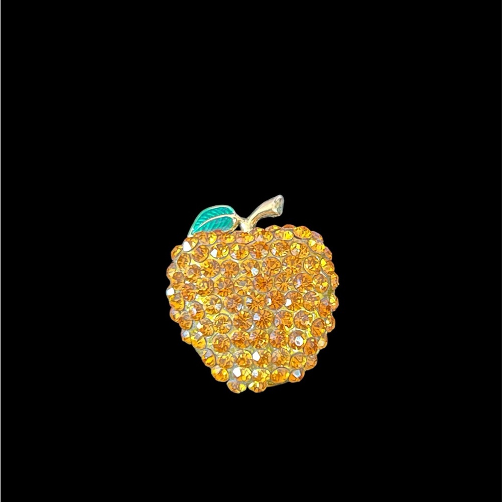 Vintage-Inspired Gold and Green Apple Brooch
